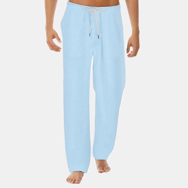 SHIXIAOO Men's Summer New Styles and Fashionable Pure and Linen Trousers Open Leg Pants Body Central Pants Mens Training Pants with Pockets Rave Bottoms Thrill Sweatpants Bunny Socks Big and Tall