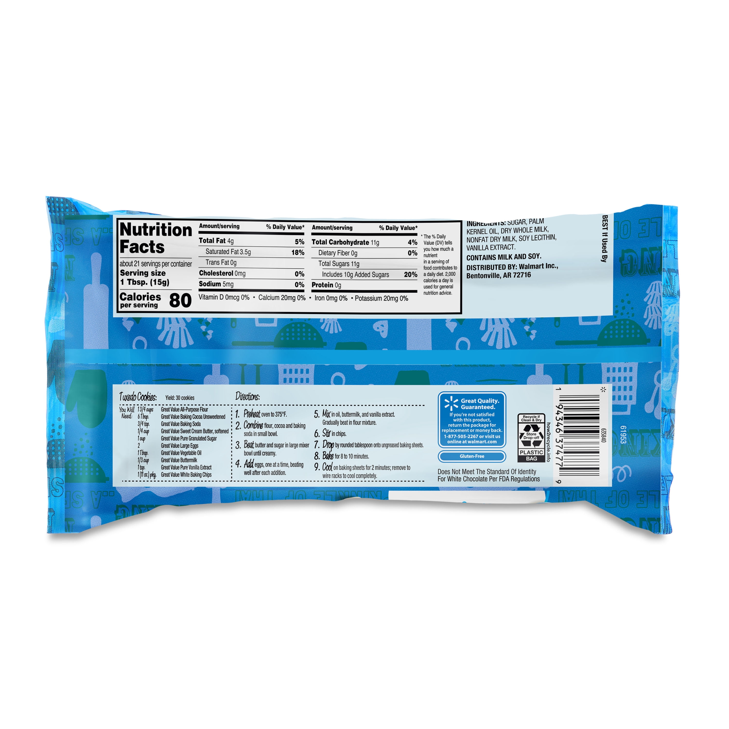 Great Value Vanilla Flavored Baking Chips, 11 oz