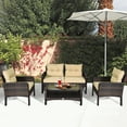 thumbnail image 3 of Gymax 4PCS Rattan Patio Conversation Set Cushioned Outdoor Furniture Set, 3 of 10