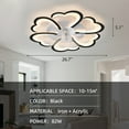 thumbnail image 3 of Modern Ceiling Fan with Light and Remote, 26.7inch Low Profile Flush Mount, 6-Speed Reversible Blades, Timer Ceiling Fans Dimmable Light Flower Design for Bedrooms Dining Room (6Flower-Black), 3 of 7