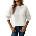 thumbnail image 3 of Womens Sweaters Fall Casual Long Sleeve Light-Weight Oversized Pullover Sweater Tops White S, 3 of 7