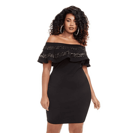 Women's Plus Size Aubree Lace Ruffle Bodycon (Best Stores For Bodycon Dresses)