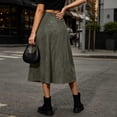 thumbnail image 6 of Women's High Waisted Skirts Asymmetrical Ruffle Flowy Business Casual Work Midi Skirt Dark Gray S(S), 6 of 8
