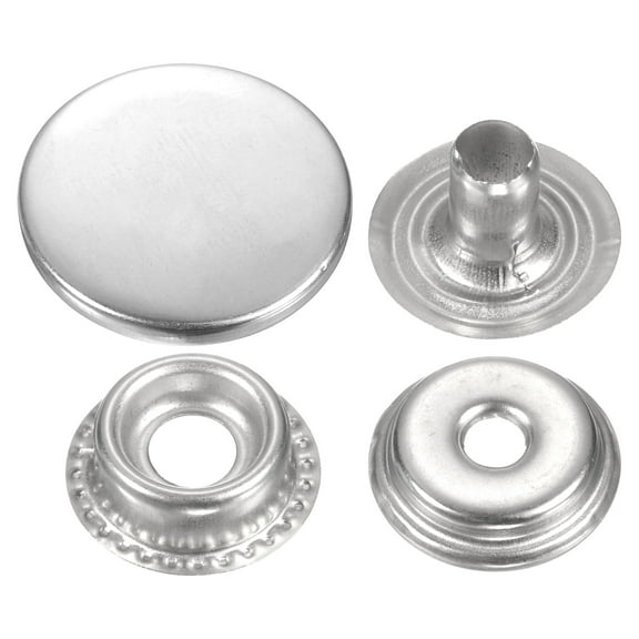Uxcell 60Set Press-Stud Cap Button 20mm Metal Snap Fastener for Clothes DIY, Silver