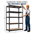 thumbnail image 2 of Heavy Duty Garage Shelving, 2400 lbs Capacity 5-Tier Metal Storage Shelves, Adjustable Shelving Unit, 28”W x 12”D x 60”H Narrow Garage Storage Rack, Boltless Easy Assembly, for Garage Basement Pantry, 2 of 7