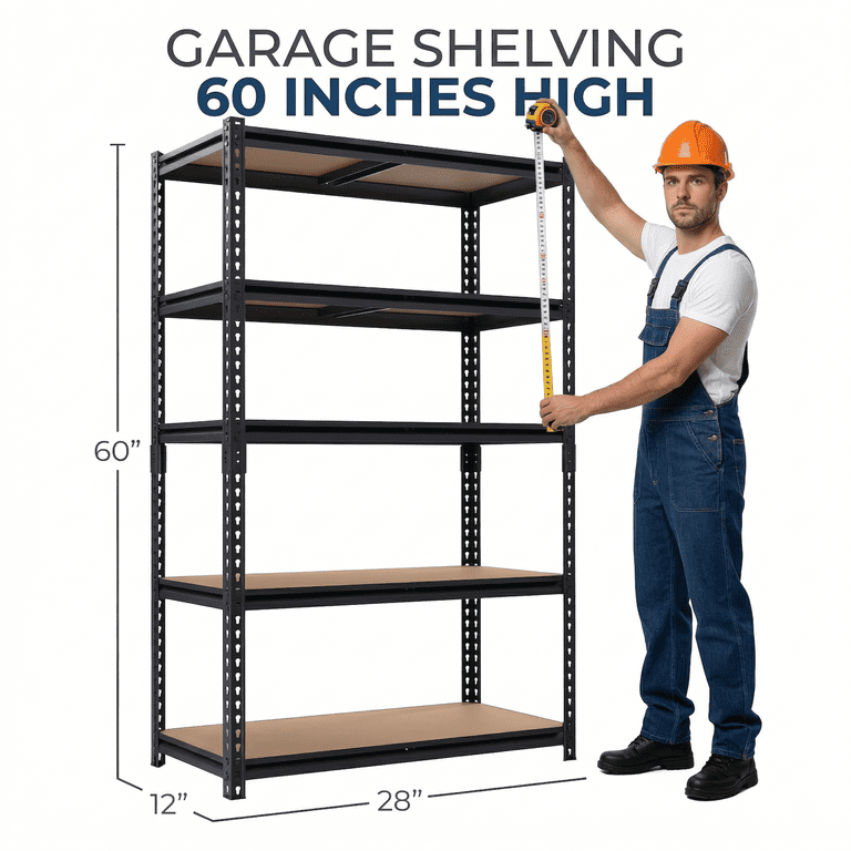 Uberlyfe Heavy-Duty 5-Tier Metal Shelving, 60"H photo 2