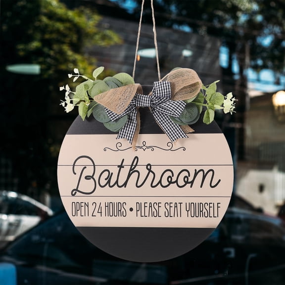 LOLIPPYY Rustic Wood Bathroom Hanging Welcome Sign Wall Decor
