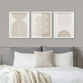 thumbnail image 2 of PixonSign Framed Canvas Print Wall Art Set - Geometric Duotone Tan Spiral Waves Shapes Art - Set of 3 Abstract Illustrations Nordic Wall Décor for Living Room, Bedroom - 12"x16"x3 Panels White, 2 of 5