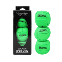 Zeekio Galaxy Juggling Balls - Premium 12 Panel Genuine Leather Balls - 130g - 67mm - Pack of 3, Neon Green