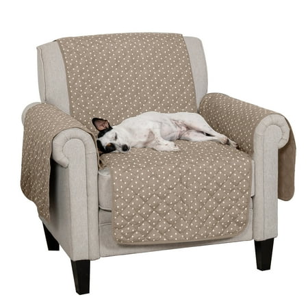 UPC: 0842229128970 | FurHaven Pet Products Reversible Chair Furniture Protector – Polka Paw Print Biscuit