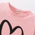 thumbnail image 4 of Miluxas Kid Girl Clothes Heart Print Short Sleeves Top + Pants 2PC Summer Outfit Set Pink 2-3Years, 4 of 7