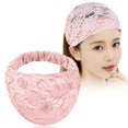 thumbnail image 3 of HongBiTu Ikat Kepala Wanita Renda Kotak-kotak Garis-garis Bunga Headwrap Peregangan Turbante H017, 3 of 4