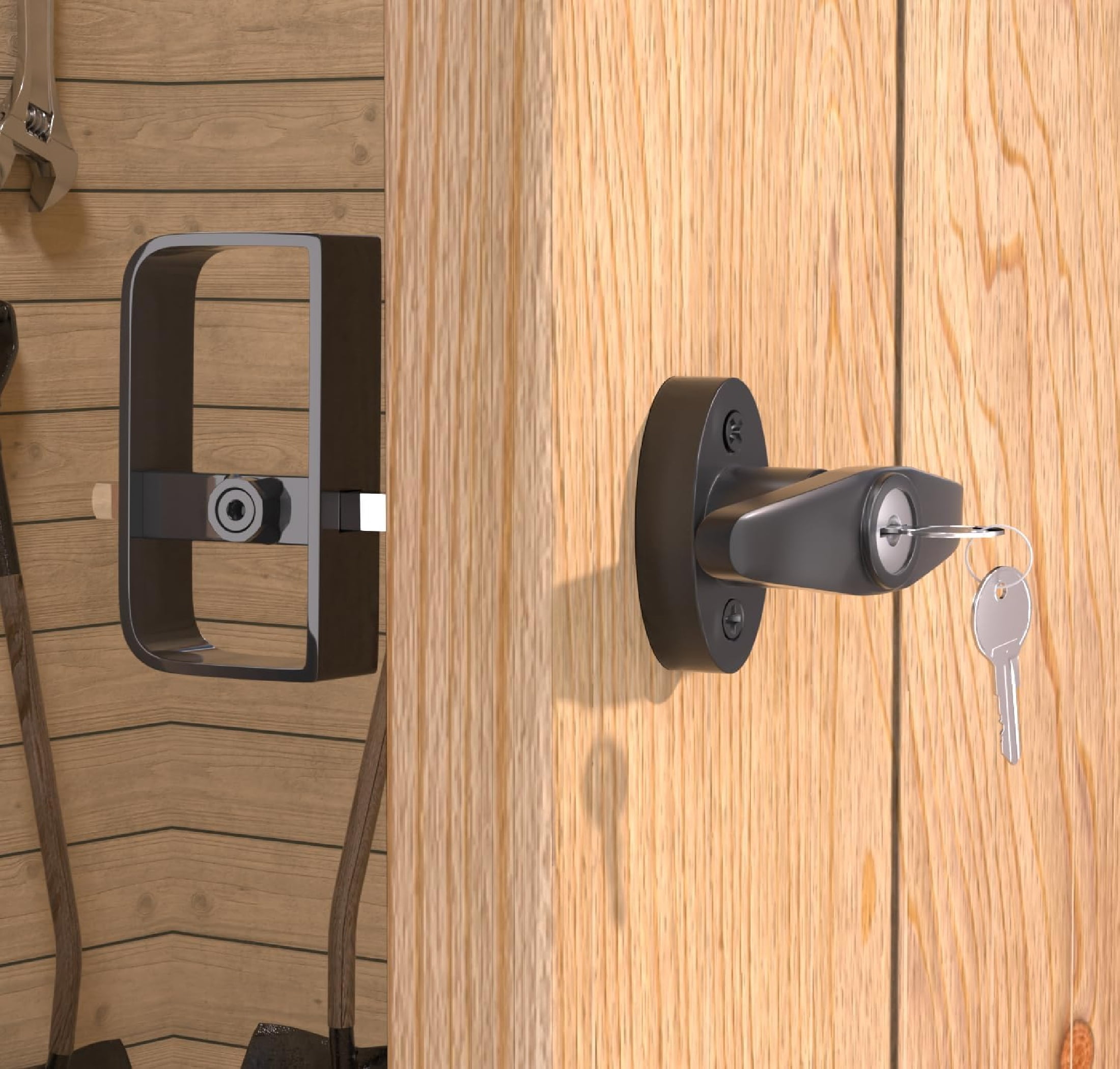 Shed Door Latch Kit,TGY T-Handle Door Lock with 2 Keys, 5-1/2" Stem Shed Door Hardware Lock for Storage Barn, Gates, Rvs, Chicken Coops, Garages, Playhouses