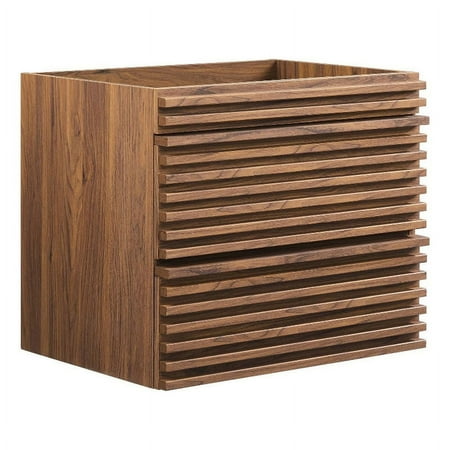 Modway Render 23.5  MDF Wood Wall-Mount Bathroom Vanity Cabinet in Walnut