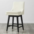 thumbnail image 2 of CHITA 26 inch Upholstered Swivel Fabric Counter Bar Stools with Back & Wood Legs Set of 2,Fabric in Linen, 2 of 8