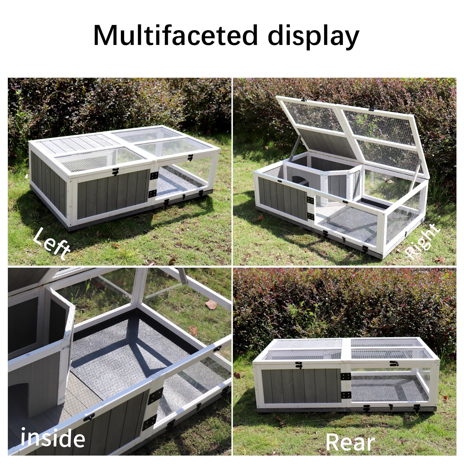43" Upgrade Waterproof Tray, Activity Tray, Wooden Turtle House Indoor Small Animal Turtle Cage