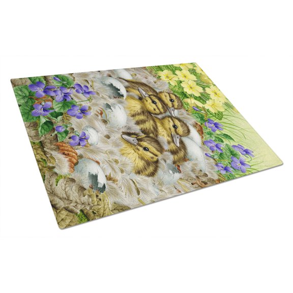 Caroline's Treasures Mallard Duck Chicks Glass Cutting Board Large
