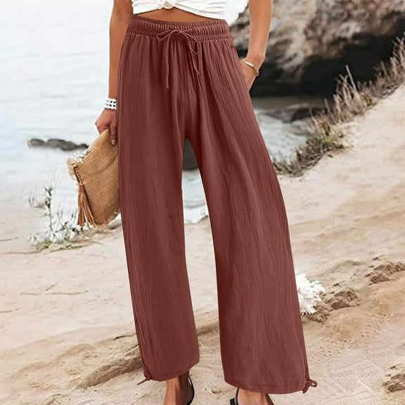 AGWOLF Womens Fleece Sweatpants Elastic High Waist Pants 2024 Fall Solid Color Joggers Y2k Trendy Lounge Cinch Bottom Trousers with Pockets