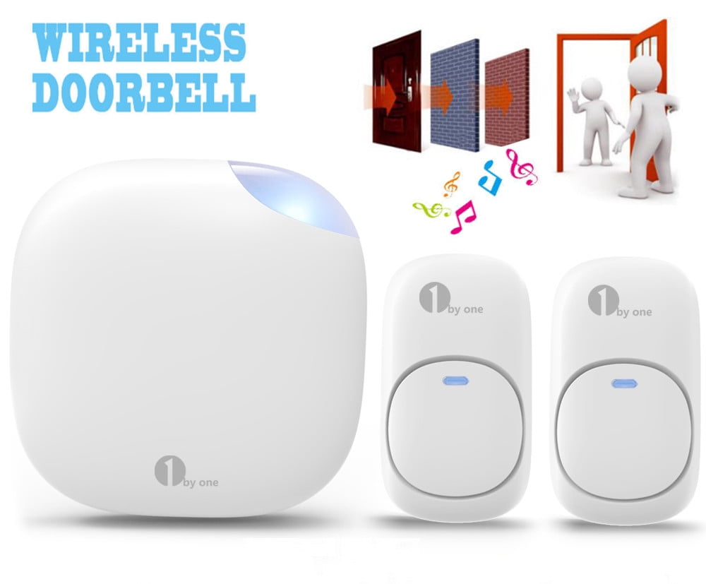 1byone 1000ft Twin Wireless Doorbell Battery Operated DoorBell Button Easy Chime 