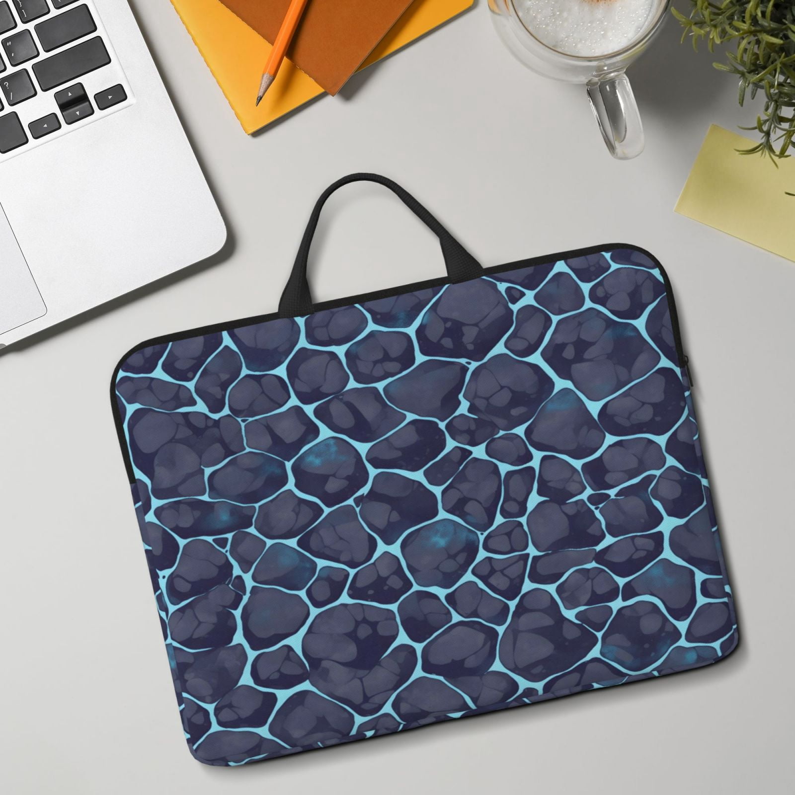 Laptop Sleeve Bag For Women Men 14inch Waterproof Durable Protective Computer Carrying Cover Handle Laptop Case Bag Animal Skin Print Style Darkturquoise_3
