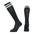 thumbnail image 2 of Kids Soccer Socks Striped Knee High Tube Socks Football Uniform Sports Socks for Boys Girls 6-12 Years Old Black, 2 of 4