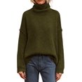 thumbnail image 1 of Suéter PRETTYGARDEN para Mujer Cuello Alto Manga Larga Verde XL, 1 of 7
