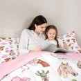thumbnail image 5 of jejeloiu Pink Bow Cowgirl Western Queen Comforter Set Kids,Cute Western Print Bedding Comforter Set,Reversible,3-Piece, 5 of 8