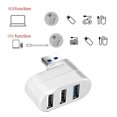 thumbnail image 5 of Adaptador Divisor De Transferencia De Datos Mini divisor giratorio de 3 puertos USB Hub U Disk Reader para PC (USB 3.0 blanco), 5 of 5