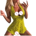 thumbnail image 5 of Puntoco Plus Size Nightdress Clearance,Women's Halter Lace Sling Dress Nightdress Lingerie Yellow 12(XXL), 5 of 5