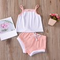 thumbnail image 2 of ibuvkizy Toddler Baby Girl Tank Top Sets Summer Baby Girl Outfits Clothes,Newborn Baby Sleeveless Color Cotton Tank Vest+Shorts Clothes Set,Gifts for Her, 2 of 9