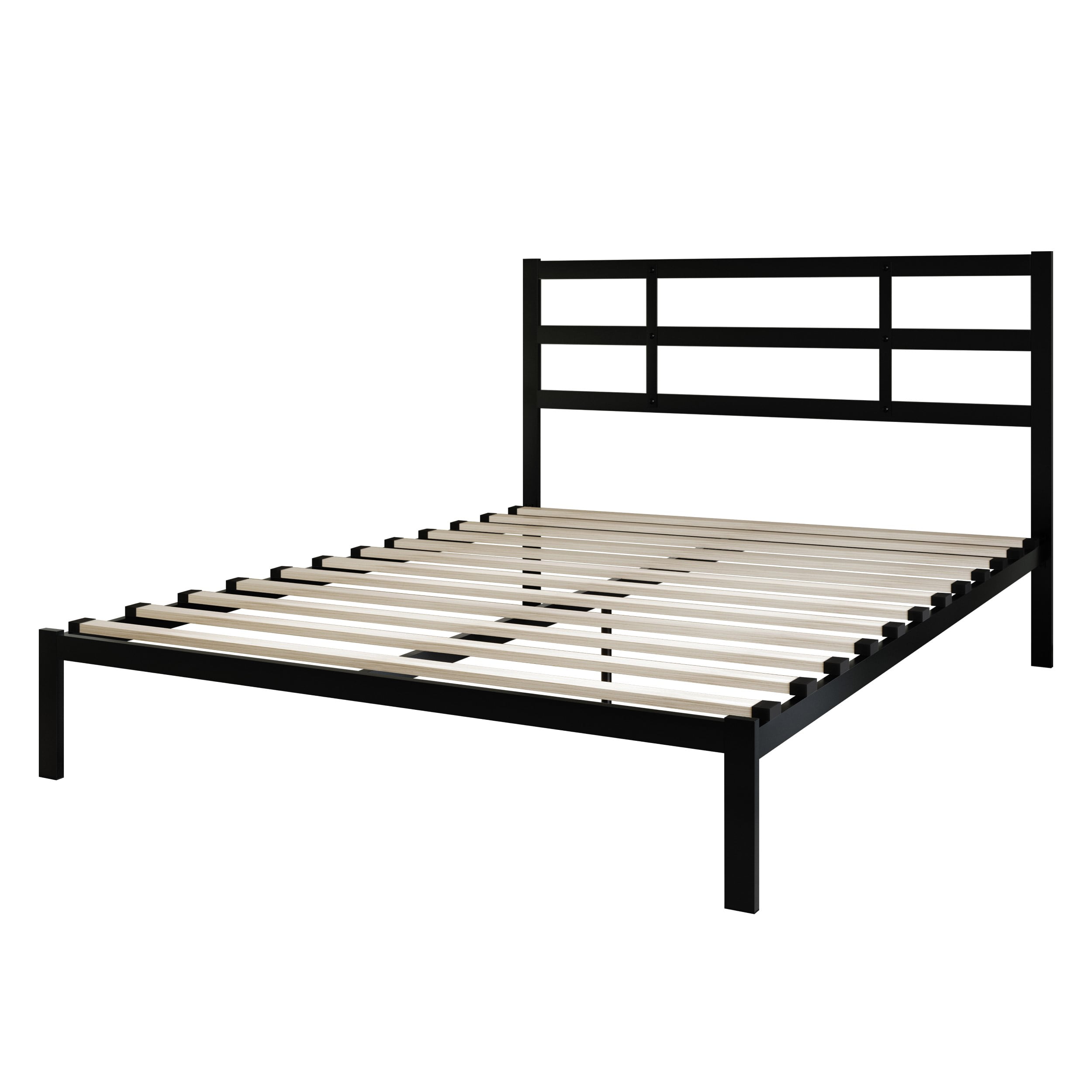 Home Design Sumter Queen Metal Bed Frame with Under-Bed Storage, Sturdy Slats, Black, Easy Assembly, Adult