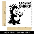 thumbnail image 2 of Looking Sharp with Cute Porcupine Self-Inking Rubber Stamp Ink Stamper - Lime Green Ink - Small 1 Inch, 2 of 7