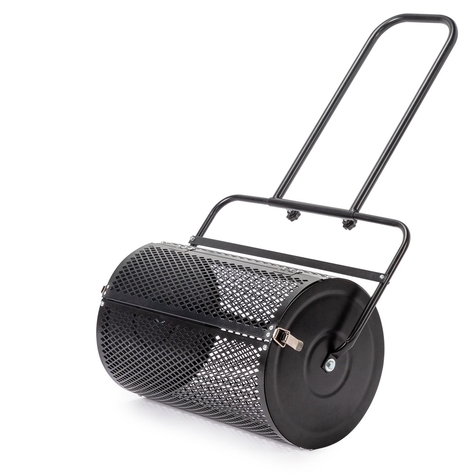 LINJH 24" Compost Spreader Peat Moss Spreader Roller Lawn Spreader Black