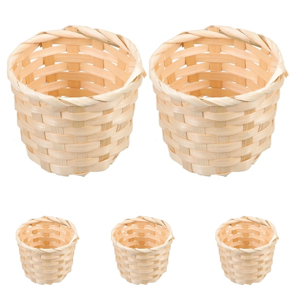 SEWOART Small Woven Baskets For Decor 5Pcs Bamboo Weaving Multi Color Storage Picnic Use