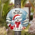 thumbnail image 4 of Merry Christmas Maltese Enjoys Woofmas Winter Xmas Holiday Round Wood Sign Maltese Dog Lover Gifts Idea Hanging Wall Home Decor - 02022, 4 of 5
