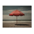 thumbnail image 3 of Designart "Red Umbrella Coastal Beach painting" Nautical & Beach Print on Natural Pine Wood, 3 of 5