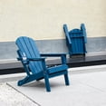 thumbnail image 4 of TOPCOMFY Adirondack Chair Folding HDPE Outdoor Patio Lawn Deck Fire Pit Seating with Dual Cup Holder Wood Texture Navy Blue, 4 of 5