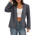 thumbnail image 4 of Fengqque Women’s Collarless Cropped Blazer Long Sleeve No Button Casual Business office Suit Jacket Outerwear Tops Dark Gray S, 4 of 9