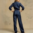 thumbnail image 5 of IUYRTFE Women Solid Color Long Sleeve Button Down Jumpsuit Wide Leg Pants with Pockets for Casual Daily Wear, 5 of 5