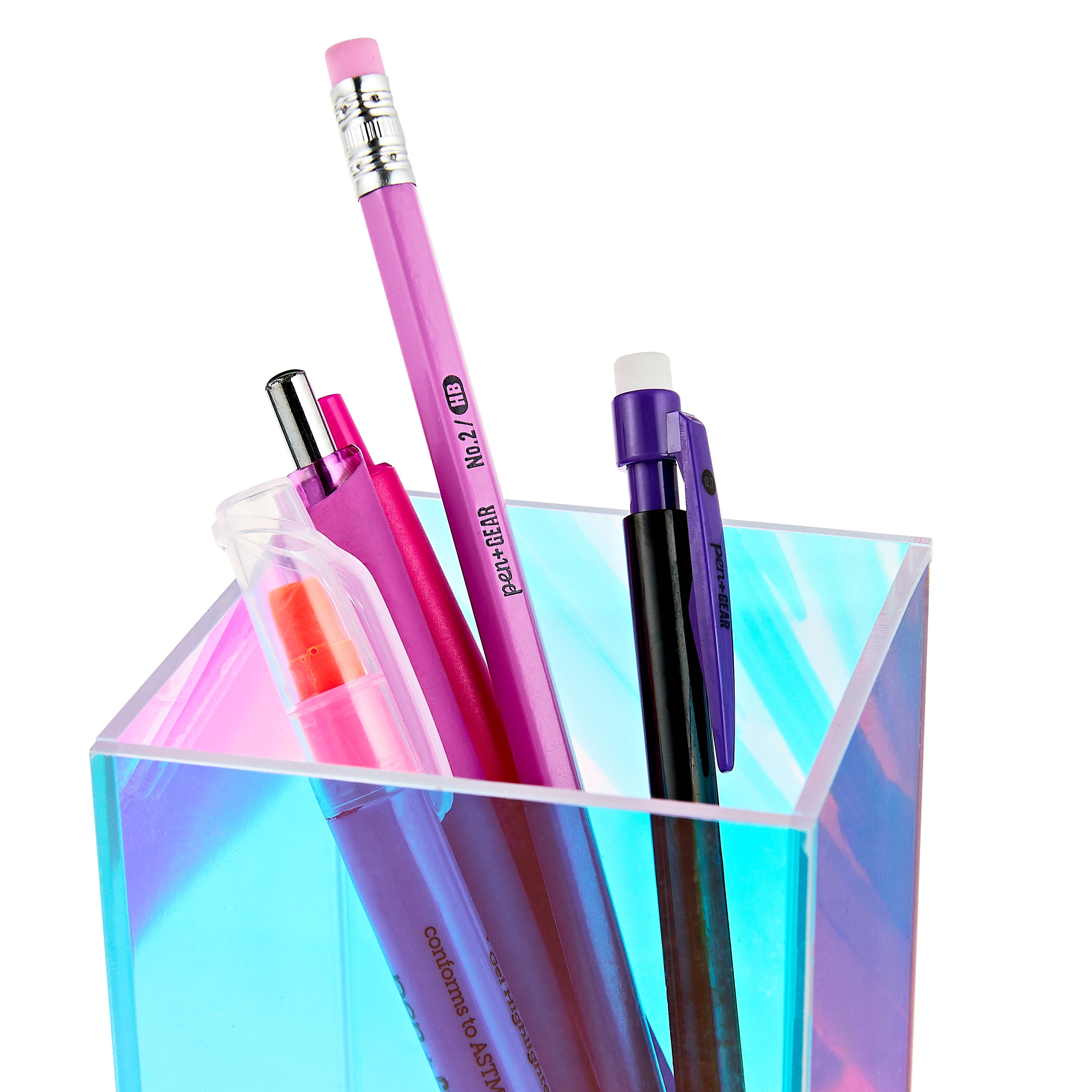 Pen+Gear Iridescent Pen Cup,New Rectangle Shape