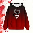 thumbnail image 4 of Kctiaxy Red Graphic Hoodies for Girls Boys Casual Crewneck Hooded Sweatshirts Fleece Long Sleeve Love Heart Print Graphic Tops with Pocket 13-14 Years, 4 of 6