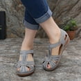 thumbnail image 2 of Ladies Summer Casual Hollow Slope Heel Beach Rome Pure Colour Large Size Sandal Slippers, 2 of 3
