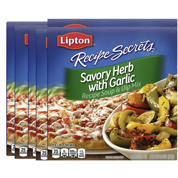 Lipton Recipe Secrets Soup and Dip Mix For a Delicious Meal Savory Herb with Garlic Great With Your Favorite Recipes, Dip or Soup Mix 2.4 Ounce (Pack of 6)