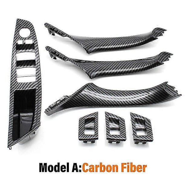 Cubierta de manija de puerta interior de coche, color beige y negro, de carbono, para BMW Serie 5 F10 F11 F18 2009-2017, volante a la izquierda, s202412246378