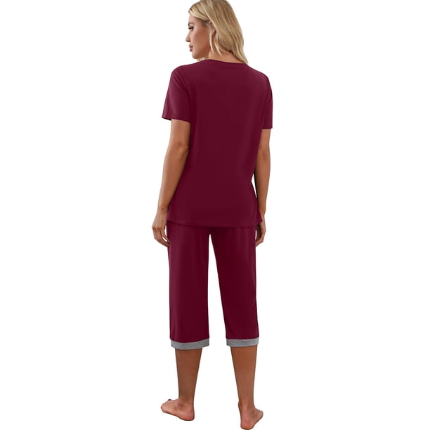 Sleepwear Polyester Pajamas Cropped Trousers For Home ANGGREK Ropa
