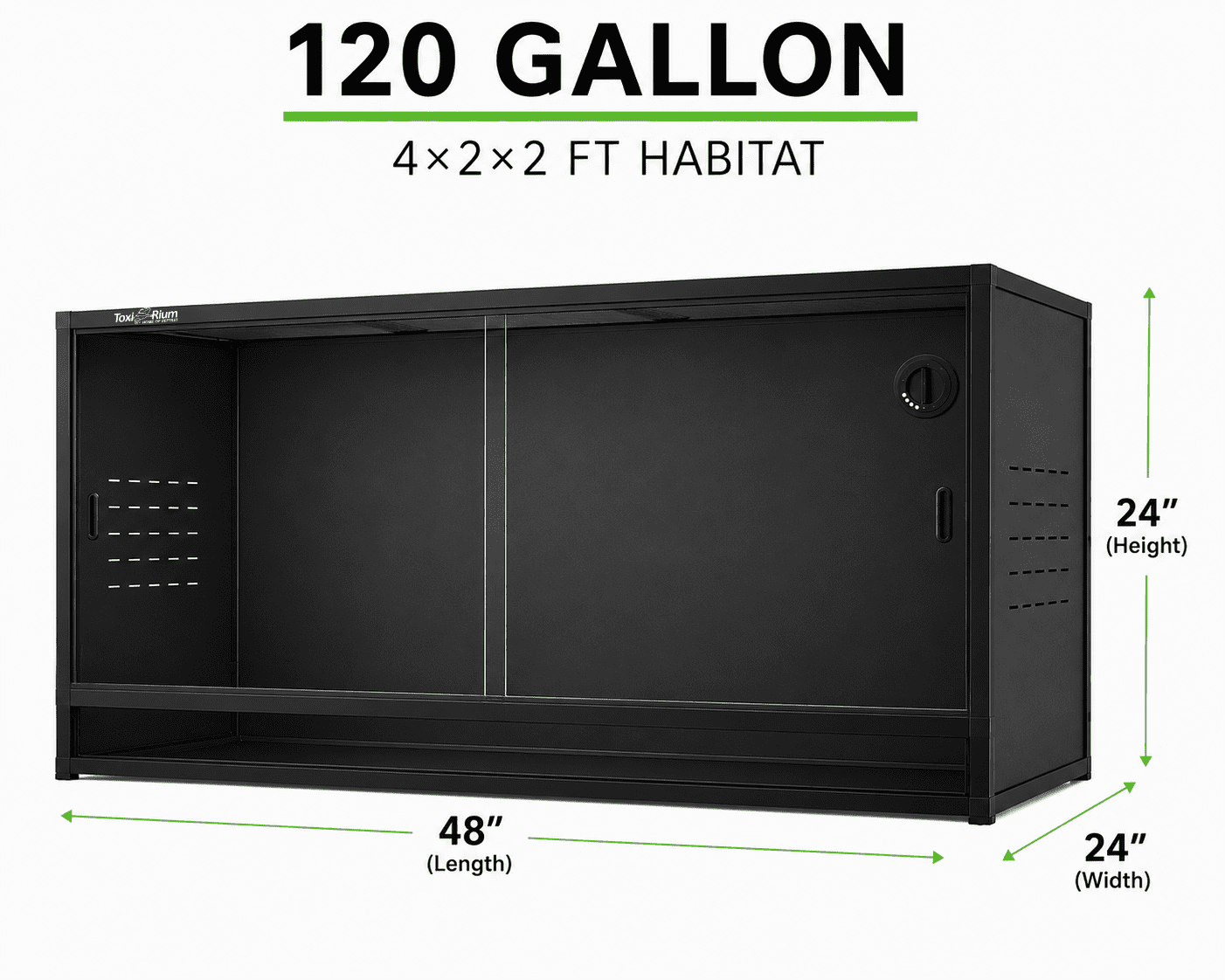 Toxirium 48x24x24inch 120 Gallon PVC Reptile Enclosure, Stackable Large Terrarium Habitat with Sliding Door Lock for Bearded Dragons, Lizards, Snakes
