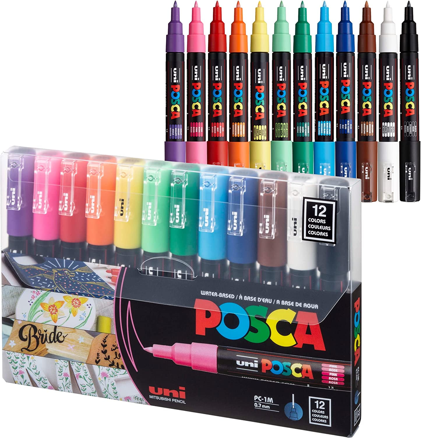 12 Posca Paint Markers, 1M Extra Fine Posca Markers with Extra Fine Tips, Posca Marker Set of