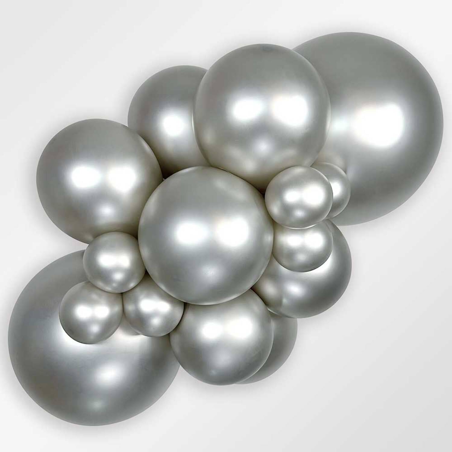 24 inch Sempertex Reflex Silver Latex Balloons (10 Pack) - Party Supplies Decorations