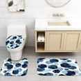 thumbnail image 4 of 4Pcs Sky Blue Geometric Shower Curtain Set with Navy Blue Abstract Art, 12 Hooks, Bath Mat and Rugs, 4 of 6