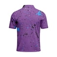thumbnail image 4 of Dolkfu Button Summer Tops Collared Refreshing Purple Short Sleeve Tops Artistic Geometric Patchwork Polos Purple,M, 4 of 5